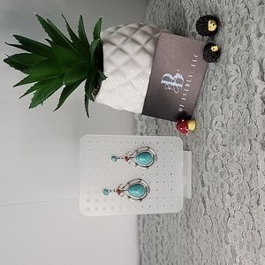 Western statement turquoise and red earrings
